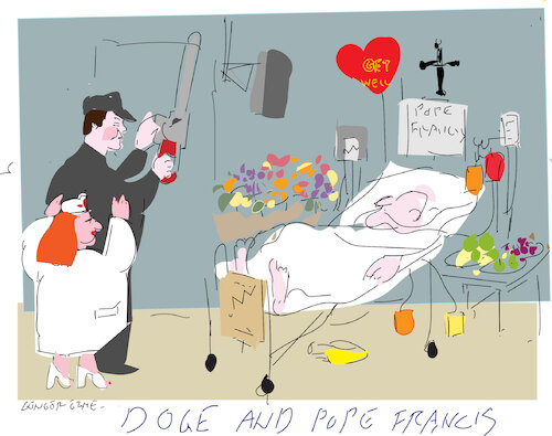 Cartoon: Pope and chainsaw man (medium) by gungor tagged chainsaw,in,the,hospital,chainsaw,in,the,hospital