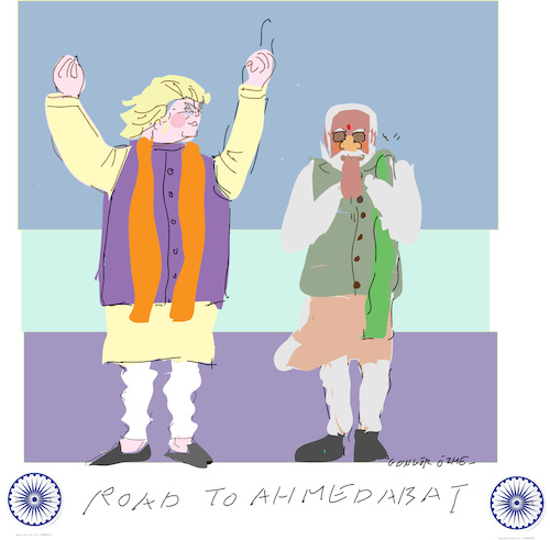 Cartoon: Road to Ahmedabad (medium) by gungor tagged usa,usa