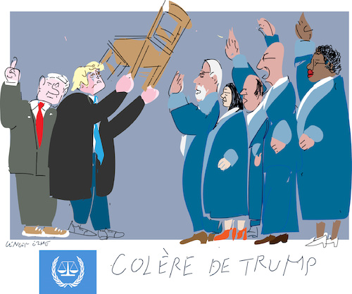 Cartoon: Sanctions againsr ICC (medium) by gungor tagged trump,versus,icc,trump,versus,icc