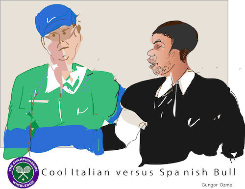 Cartoon: Sinner versus Alcaraz (medium) by gungor tagged tennis,wimbledon,final,2025,tennis,wimbledon,final,20f25