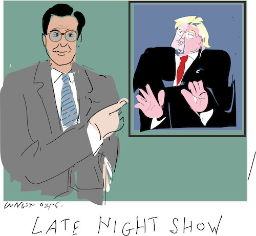 Cartoon: Stephen Colbert Vs Trump (medium) by gungor tagged colbert,vs,trump,colbert,vs,trump