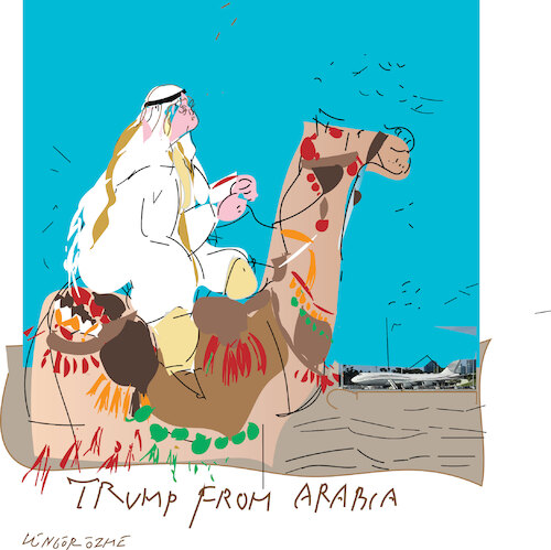 Cartoon: Trump from Arabia (medium) by gungor tagged trump,from,arabia,trump,from,arabia