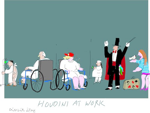 Cartoon: We need Houdini for problem (medium) by gungor tagged america,election,2024,america,election,2024