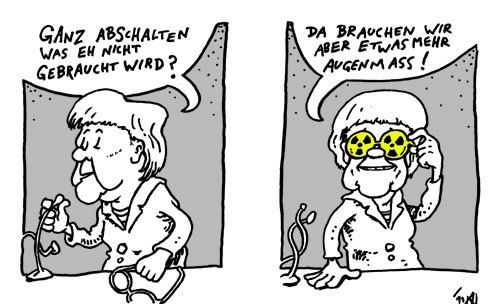 Cartoon: Lobbybrille (medium) by JP tagged merkel,moratorium,akw,ausstieg,cdu