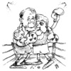 Cartoon: atomfaust (small) by JP tagged trittin,merkel,atomausstieg,boxen,kehrtwende,atomkraft