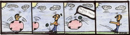 Cartoon: Hupfi and the football (medium) by Backrounder tagged hupfi,is,lucky,jumpingball