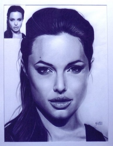 Cartoon: Angelina Jolie (medium) by DEMMAN tagged dimitris,kos,pastel,with,portrait,celebrities,jolie,angelina,emm
