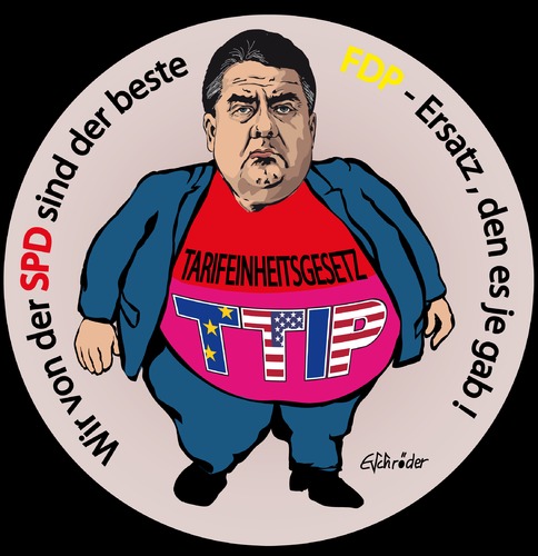 Cartoon: FDP-Verschnitt (medium) by ESchröder tagged groko,spd,fdp,vizekanzler,gabriel,ttip,tarifeinheitsgesetz,koalition