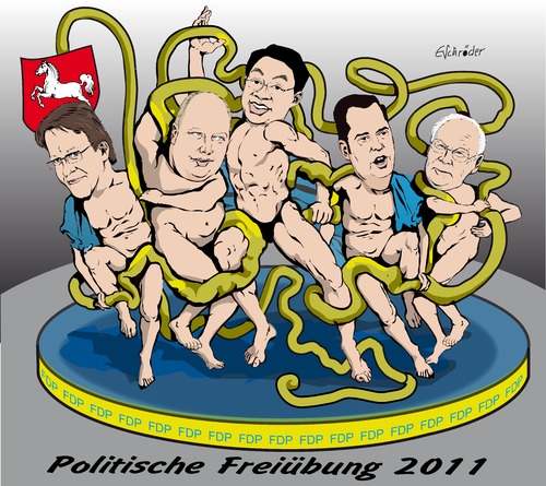 Cartoon: Freiübung (medium) by ESchröder tagged partei,fdp,laokoon,rösler,niedersachsen,freidemokraten,liberale