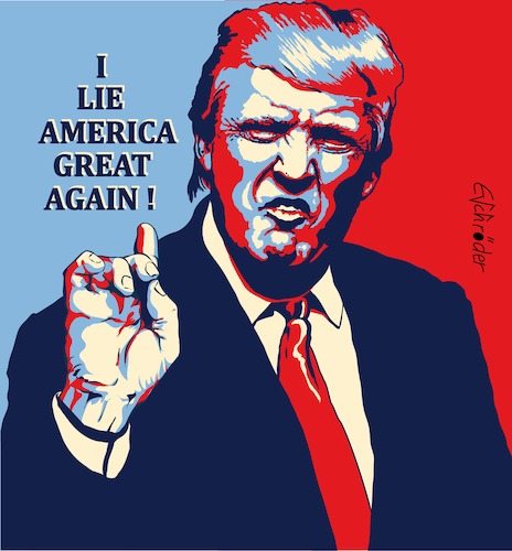 Cartoon: Trump lügt (medium) by ESchröder tagged trump,donald,usa,republikaner,präsident,politik,kommunikation,make,america,great,again,lügner,fälscher,unehrliche,medien,pressefreiheit,dealer,populist,populismus,narziss,egoman,shepard,fairey,poster,retrolook