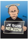 Cartoon: Je suis Nemzow (small) by ESchröder tagged regimekritiker,purinkritiker,boris,nemzow,putin,ermordung,kreml,desinformation,gegenpropaganda,lügen,heiligenschein,geheimdienst,ukraine