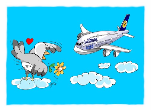 Cartoon: A-380  Lufthansa (medium) by Dragan tagged airbus,380,lufthansa