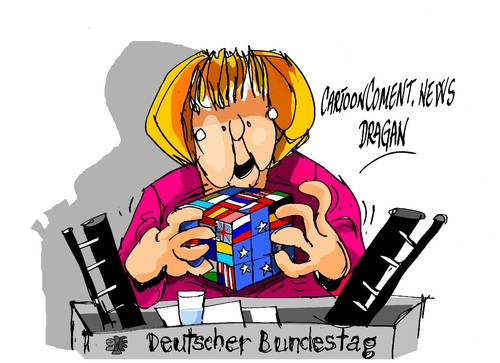 Cartoon: Angela Merkel-solucion (medium) by Dragan tagged angela,merkel,alemania,parlamento,irak,kurdos,politics,cartoon