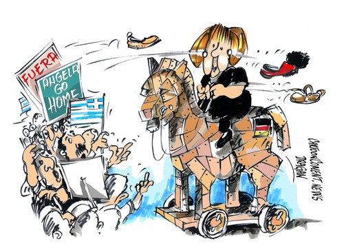 Cartoon: Angela Merkel en Grecia (medium) by Dragan tagged angela,merkel,grecia,politics,cartoon