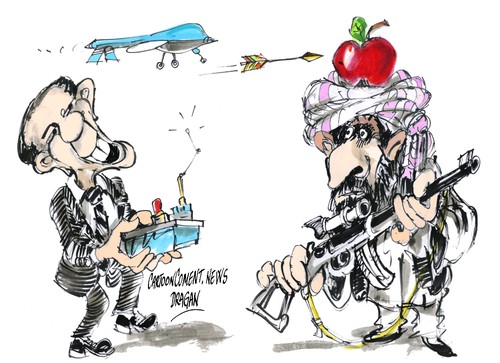 Cartoon: Barack Obama-Droni (medium) by Dragan tagged obama,barack,insurgencia,pentagono,pakistan,afganistan,area,fuerza,droni,eeuu,politics,cartoon