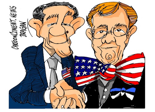 Cartoon: Barack Obama-Hendrik Ilves (medium) by Dragan tagged cartoon,politics,eeuu,estonia,ilves,hendrik,obama,barack