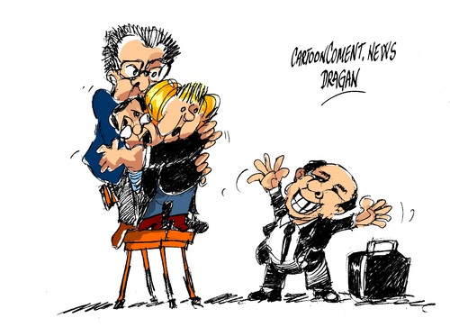 Cartoon: Berlusconi-Mercel-Monti-Hollande (medium) by Dragan tagged silvio,berlusconi,angela,mercel,mario,monti,hollande,elecciones,italia,union,europea,ue,poliotics,cartoon