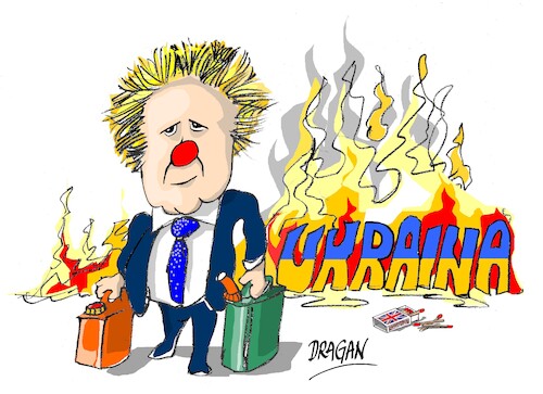Cartoon: Boris Johnson-piromano (medium) by Dragan tagged boris,johnson,piromano,ukraina