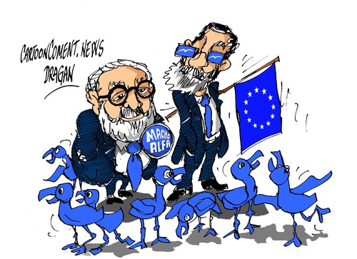 Cartoon: Canete-Rajoy-macho alfa (medium) by Dragan tagged canete,arias,miguel,cartoon,politics,ue,europea,union,elecciones,popular,partido,rajoy,mariano