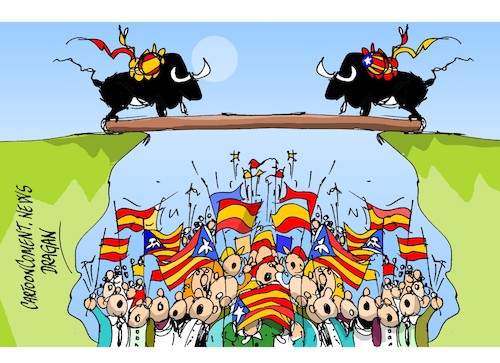 Cartoon: Cataluna-confrontacion (medium) by Dragan tagged cataluna,confrontaciin,espana