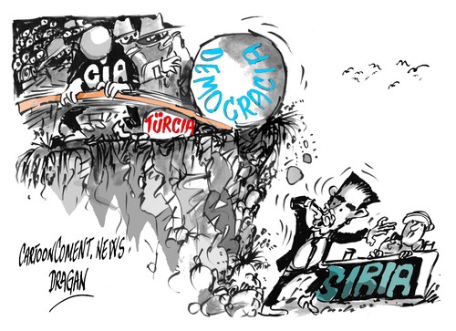 Cartoon: CIA-Turquia-Siria (medium) by Dragan tagged cia,turquia,siria,estambul,david,petraeus,eeuu,estados,unidos,gerra,civil,politics,cartoon