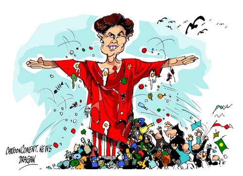 Cartoon: Dilma Rousseff (medium) by Dragan tagged silva,da,lula,paulo,sao,brasil,rousseff,dilma,cartoon,politics,manifestaciones