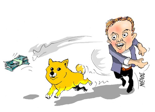Cartoon: Elon Musk-Dogecoin (medium) by Dragan tagged elon,musk,dogecoin