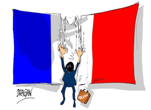 Cartoon: Emmanuel Macron-aguantando (medium) by Dragan tagged emmanuel,macron,francia,elecciones