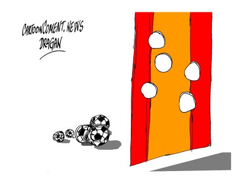 Cartoon: Espana 1-Holanda 5 (medium) by Dragan tagged brazil,copa,mundial,fudbol,espana,holanda,deporte,cartoon