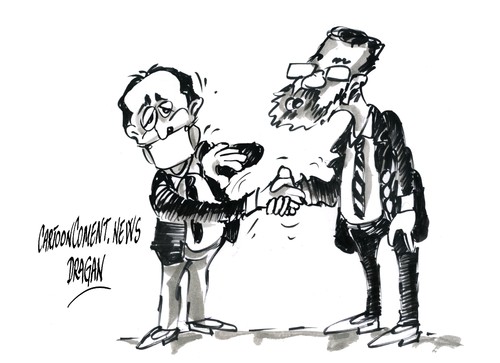 Cartoon: Francois Hollande-Mariano Rajoy (medium) by Dragan tagged francois,hollande,mariano,rajoy,francia,spain,politics,cartoon