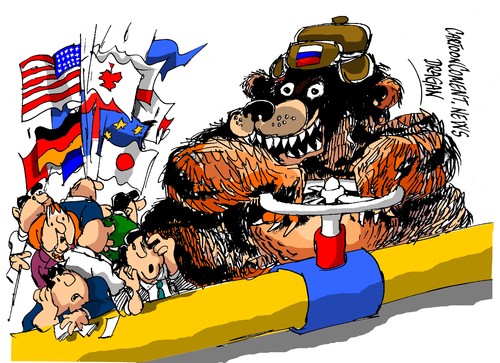 Cartoon: G7-Rusia (medium) by Dragan tagged g7,rusia,ucraina,gas,politics,cartoon