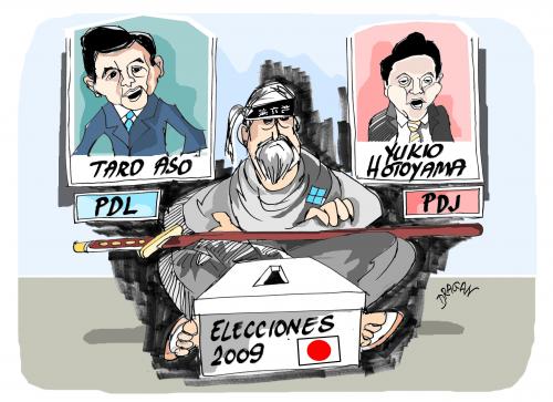 Cartoon: Japon elecciones (medium) by Dragan tagged yukio,hatoyama,taro,aso,japon,elrcciones,politics
