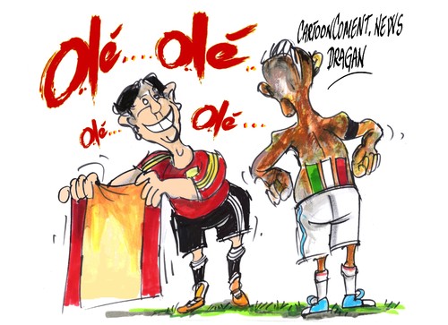 Cartoon: los cuatro -Ole (medium) by Dragan tagged eurocopa,2012,fudbol,spain,italia