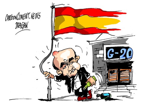 Cartoon: Luis de Guindos-sensacion (medium) by Dragan tagged luis,de,guindos,espana,fondo,monetario,internacional,fmi,20,politics,cartoon