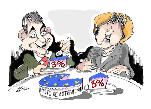 Cartoon: Merkel y Zapatero (medium) by Dragan tagged angela,merkel,rodriguez,zapatero,alemania,union,europea,spain,politics,cartoon