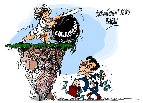 Cartoon: Nicolas Sarkozy-corrupcion (medium) by Dragan tagged nicolas,sarkozy,corrupcion,francia,politics,cartoon