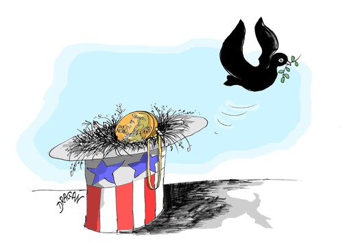 Cartoon: Obama-Nobel (medium) by Dragan tagged nobel,de,la,paz,barack,obama,politics