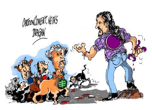 Cartoon: Pablo Iglesias-la caza (medium) by Dragan tagged pablo,iglesias,podemos,caza,politics,cartoon