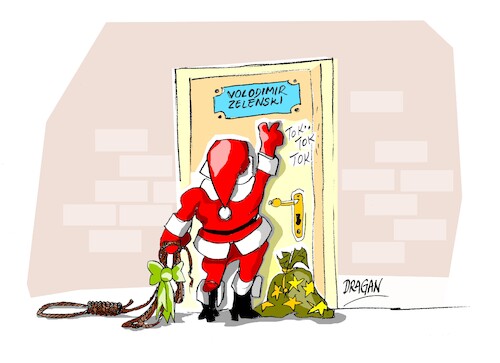 Cartoon: Papa Noel-Zelenski-regalo (medium) by Dragan tagged papa,noel,navidad,volodimir,zelenski,regalo