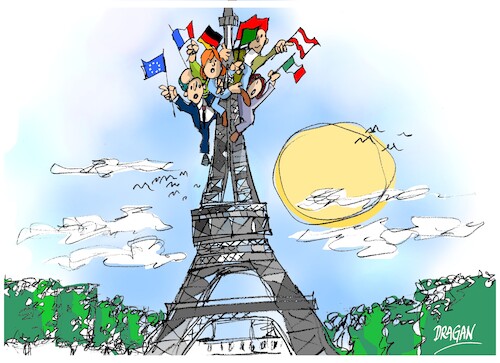 Cartoon: Paris-cumbre paralela (medium) by Dragan tagged paris,emannuel,macron,cumbre