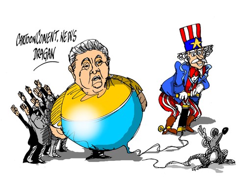 Cartoon: Poroshenko-guerra con Rusia (medium) by Dragan tagged poroshenko,guerra,eeuu,ukrania,rusia,politics,cartoon