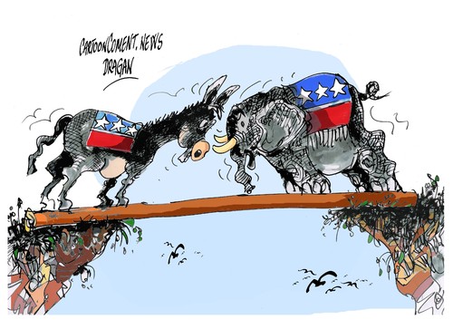 Cartoon: Republicanos y democratas (medium) by Dragan tagged republicanos,democratas,eeuu,estados,unidos,politics,cartoon