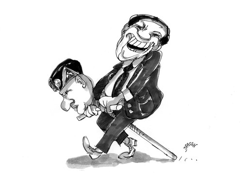 Cartoon: Silvio Berlusconi (medium) by Dragan tagged silvio,berlusconi,benito,mussolini,italia,politics,political,cartoon