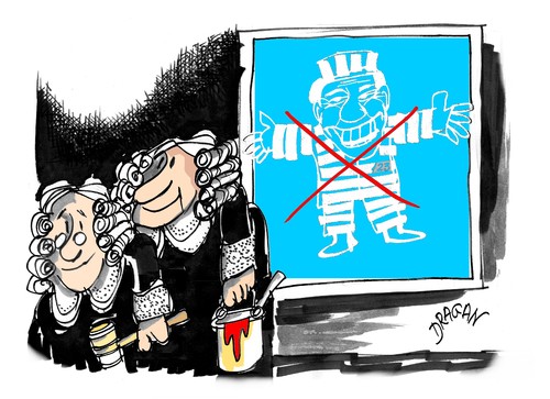 Cartoon: SilvioBerlusconi (medium) by Dragan tagged david,mills,silvio,berlusconi,tribunal,supremo,politics,cartoon
