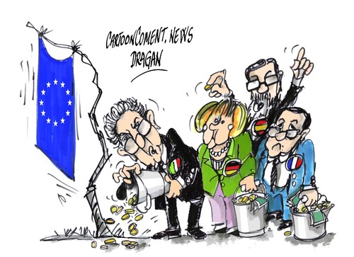 Cartoon: Union Europea-cresimiento (medium) by Dragan tagged mario,monti,angela,merkel,mariano,rajoy,francois,hollande,union,europea,roma,italia,alemania,francia,espana,consejo,europeo,politics,cartoon