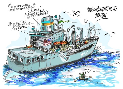 Cartoon: USNS Rappahannock (medium) by Dragan tagged usns,rappahannock,marina,estadosunidos,golfo,pesico,jebel,ali,dubai,emiratos,arabes,unidos,politics,cartoon