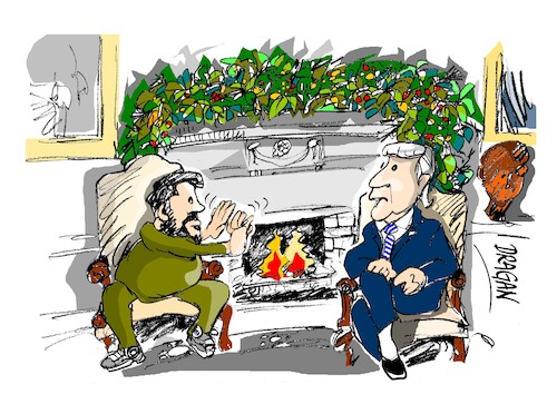 Cartoon: Zelenski-Biden-calentamiento (medium) by Dragan tagged zelenski,biden,ukrania