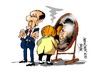 Cartoon: Barack Obama-Angela Merkel (small) by Dragan tagged barack,obama,angela,merkel,servicios,secretos,casa,blankqa,eeuu,alemania,espionaje,politics,cartoon