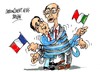 Cartoon: Francois Hollande-Enrico Letta (small) by Dragan tagged francois,hollande,enrico,letta,francia,italia,cricis,economica,eliseo,politics,cartoon