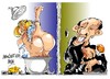 Cartoon: Merkel-Obama-NSA miradas (small) by Dragan tagged angela,merkel,barack,obama,alemania,estados,unidos,eeuu,nsa,espiunaje,politics,cartoon